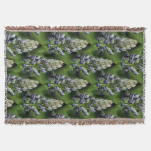 Wild Blue Lupine Flowers Nature Pattern Throw Blanket