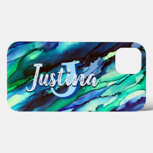 Wild Blue Oceanscape Alcohol Ink iPhone 13 Case