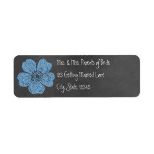 Wild Blue Roses Chalkboard Avery Label