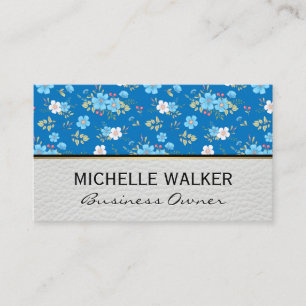 Wild Blue White Flowers Business Card