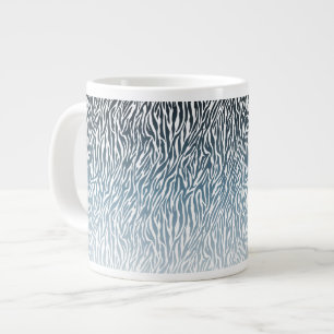 Wild Blue Zebra Print Ombre Large Coffee Mug