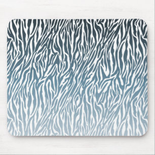 Wild Blue Zebra Print Ombre Mouse Mat