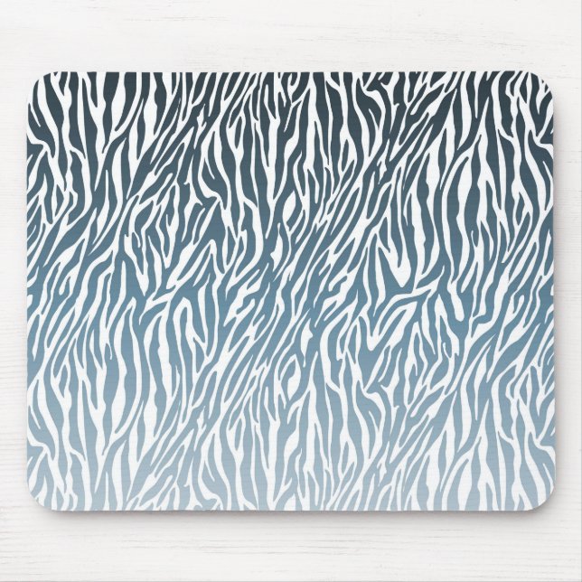 Wild Blue Zebra Print Ombre Mouse Mat (Front)