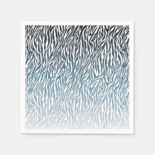 Wild Blue Zebra Print Ombre Napkin