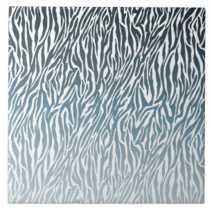 Wild Blue Zebra Print Ombre Tile
