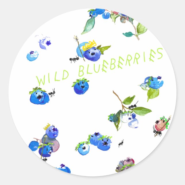 Wild Blueberry Classic Round Sticker (Front)