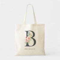Wild Blush Botanical Floral Letter B Monogram