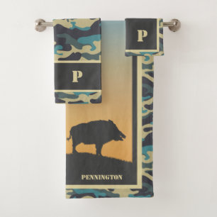 Wild Boar and Camo Bath Towel Set