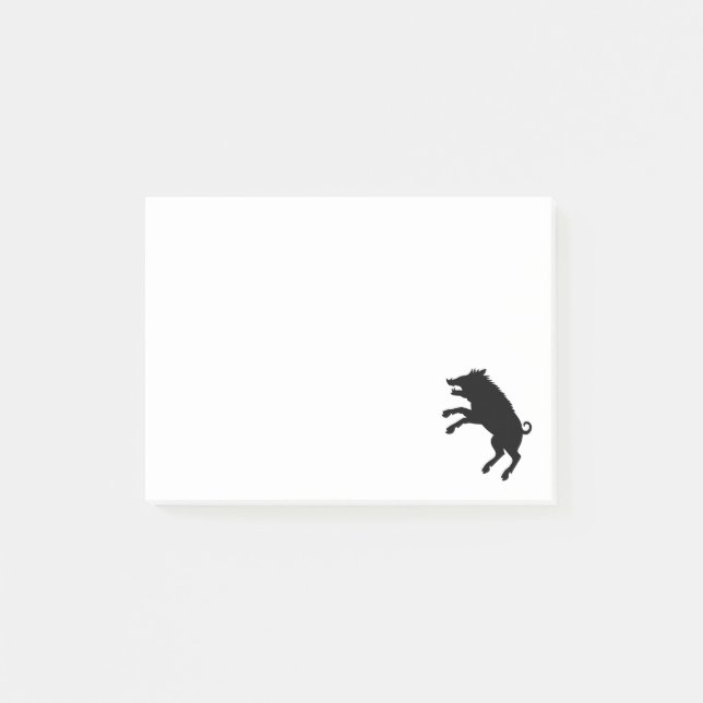 Wild Boar Black and White Silhouette Post-it Notes (Front)
