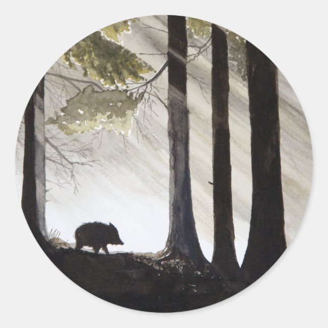 Wild Boar Classic Round Sticker (Front)