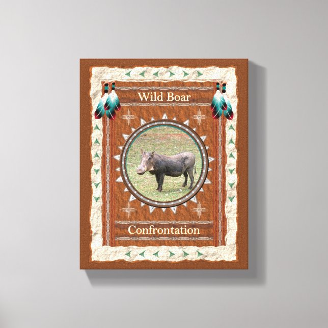 Wild Boar Confrontation Energy Canvas Print (Front)