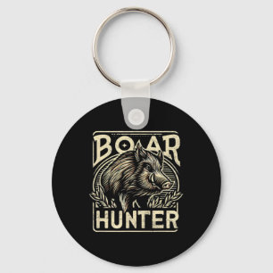 Wild Boar Cool Retro Hog Hunting Mens Vintage Key Ring