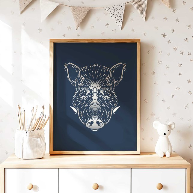 Wild Boar | Forest Animal Wild Boar Wall Print (Woodland Wild Boar Nursery Wall Art Print by TinkPrints.)