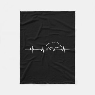 Wild Boar Heartbeat Ekg Hog Hunter Hunt Hunting Fleece Blanket