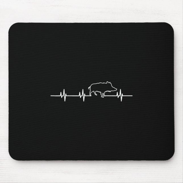 Wild Boar Heartbeat Ekg Hog Hunter Hunt Hunting  Mouse Mat (Front)