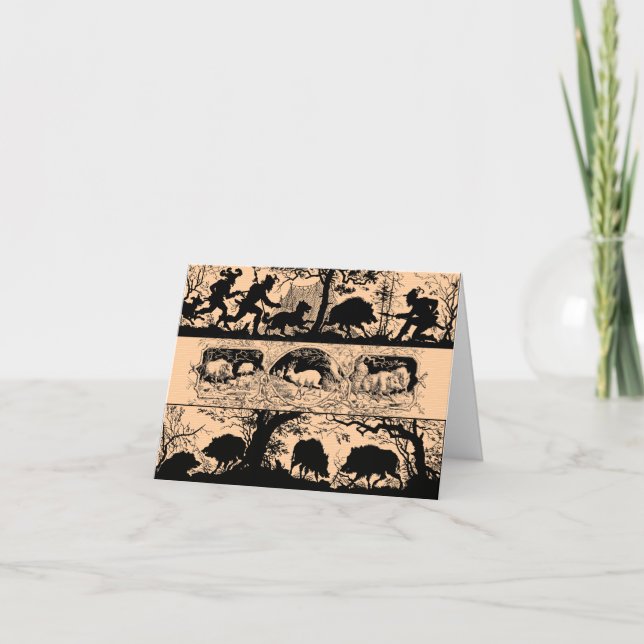 Wild Boar Hunt - German Black Forest or Bavarian Thank You Card (Front)