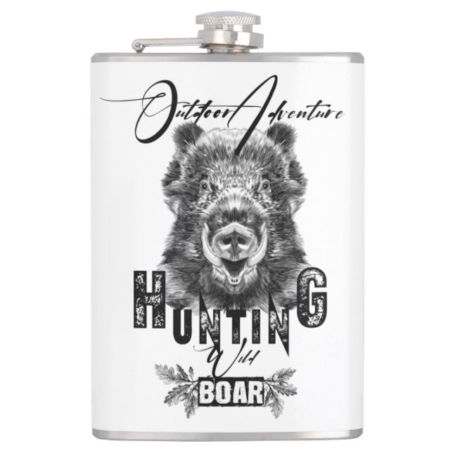 Wild boar hunting, outdoor adventure coffee mug hip flask (Front)