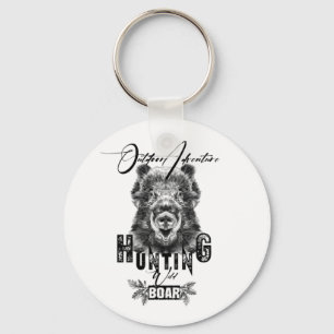 Wild boar hunting, outdoor adventure T-Shirt Draws Key Ring