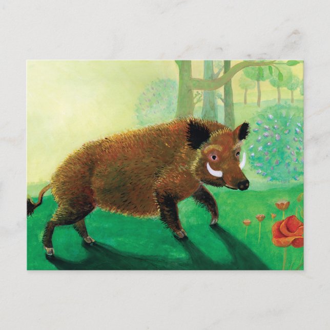 Wild Boar Illustration Postcard (Front)