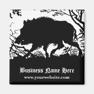 Wild Boar in a Forest - Antique German Silhouette Magnet