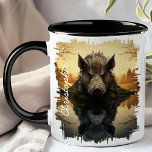 Wild Boar in Autumn Lake Reflection Mug<br><div class="desc">Immerse yourself in the rugged beauty of the Wild Boar in Autumn Lake Reflection Mug. This captivating mug features a detailed image of a wild boar standing in a tranquil lake, with the vibrant autumn foliage and serene forest beautifully reflected in the water. Customised with your name, it adds a...</div>