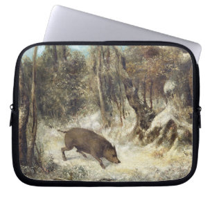 Wild Boar in the Snow, signed as Courbet (fake) Laptop Sleeve