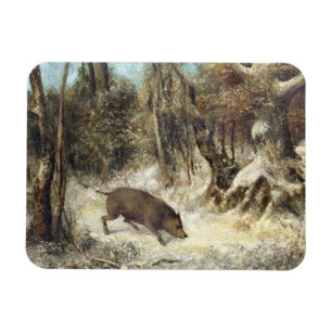 Wild Boar in the Snow, signed as Courbet (fake) Magnet
