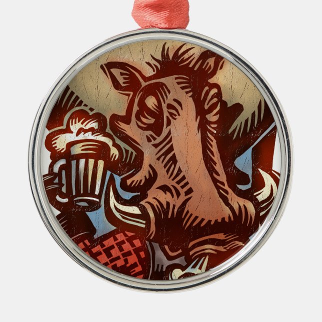 Wild Boar Metal Tree Decoration (Front)