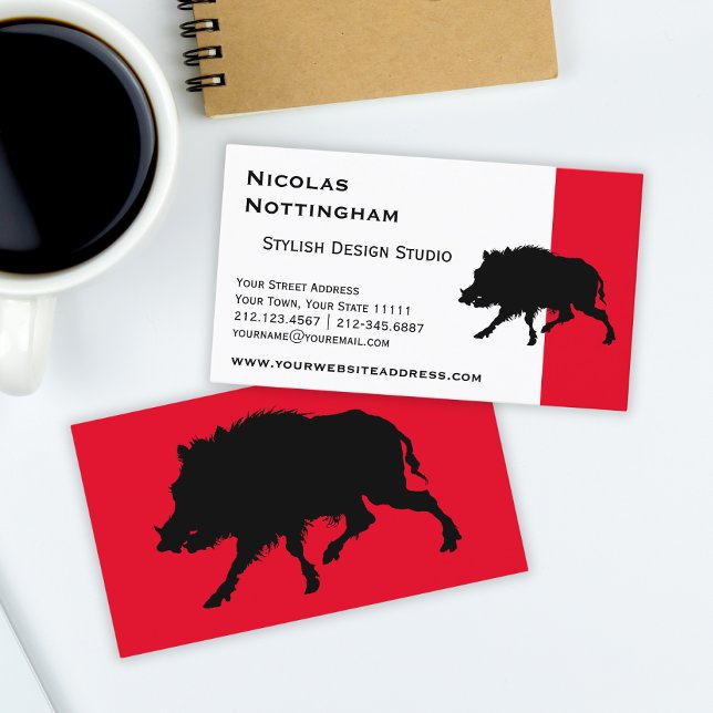 Wild Boar or Wild Pig Elegant Silhouette Business Card (Creator Uploaded)