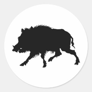 Wild Boar or Wild Pig Elegant Silhouette Classic Round Sticker