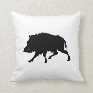 Wild Boar or Wild Pig Elegant Silhouette Cushion
