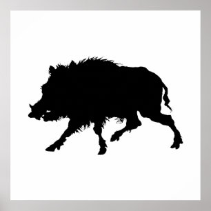 Wild Boar or Wild Pig Elegant Silhouette Poster