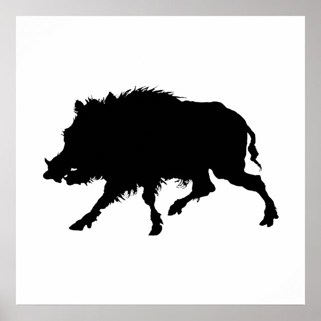 Wild Boar or Wild Pig Elegant Silhouette Poster (Front)