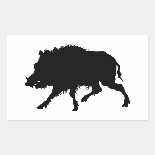 Wild Boar or Wild Pig Elegant Silhouette Rectangular Sticker (Front)