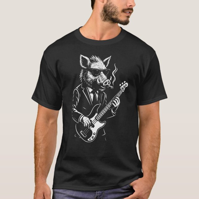 Wild Boar plays double bass in rock band T-Shirt (Front)