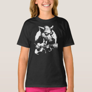 wild boar plays the guitar in the rock band T-Shirt