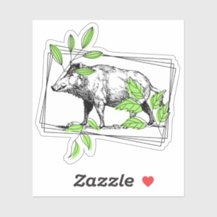 Wild Boar Vintage Ink Illustration