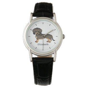 Wild Boar Wire Haired Dachshund Cartoon Dog & Name Watch