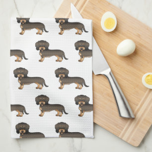 Wild Boar Wire Haired Dachshund Cute Dog Pattern Tea Towel