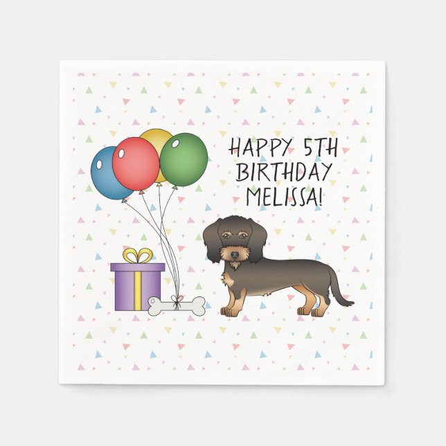 Wild Boar Wire Haired Dachshund Dog - Birthday Napkin (Front)