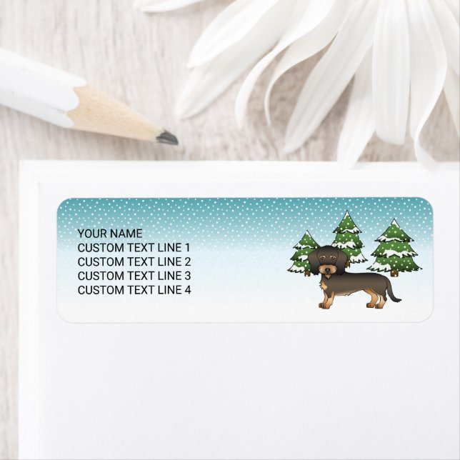 Wild Boar Wire Haired Dachshund Dog Winter Forest (Insitu)