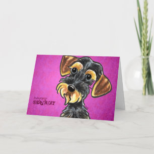 Wild Boar Wirehaired Dachshund Birthday Custom Card