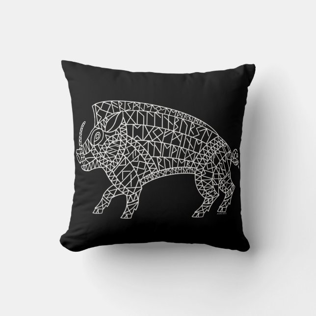 Wild Boar with Runes Cushion (Front)