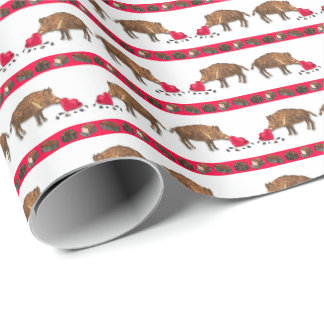 Wild Boars and Valentine's Candy Wrapping Paper
