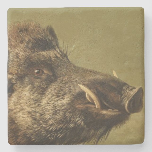 Wild Boar's Head Stone Coaster (Front)