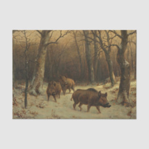 Wild Boars in the Snow (by Rosa Bonheur) Tissue Paper