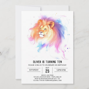 Wild Bohemian Lion Birthday Invitation