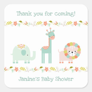 Wild Boho animals baby shower thank you favour Square Sticker