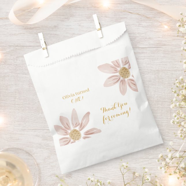 Wild Boho Pink Daisy Baby Birthday  Favour Bags (Clipped)