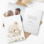 Wild Boho Protea Pampas Grass Floral Wedding Photo Thank You Card<br><div class="desc">This wedding thank you folded card features painted watercolor protea,  dry pampas grass,  white anthurium,  wildflower,  and a photo inside. For more advanced customisation of this design,  please click the BLUE DESIGN TOOL BUTTON. Matching items are also available.</div>